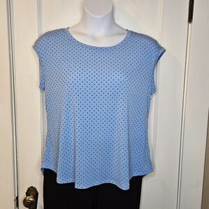 Elle Light Blue With Polka Dots Women's Top - Size Large